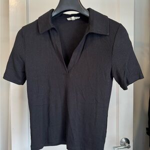 Madewell Women’s Black Ribbed Polo